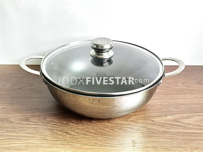 Chảo chống dính Fivestar Plus 2 quai - Nắp kính