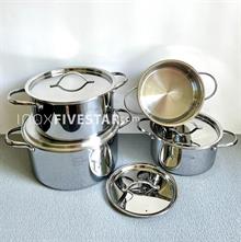 Bộ 4 Nồi Đúc Liền Thân Fivestar 3 Lớp 304 Nắp Inox