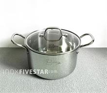 Nồi Inox 304 3 Lớp Đúc Liền Thân 22cm Fivestar Nắp Kính